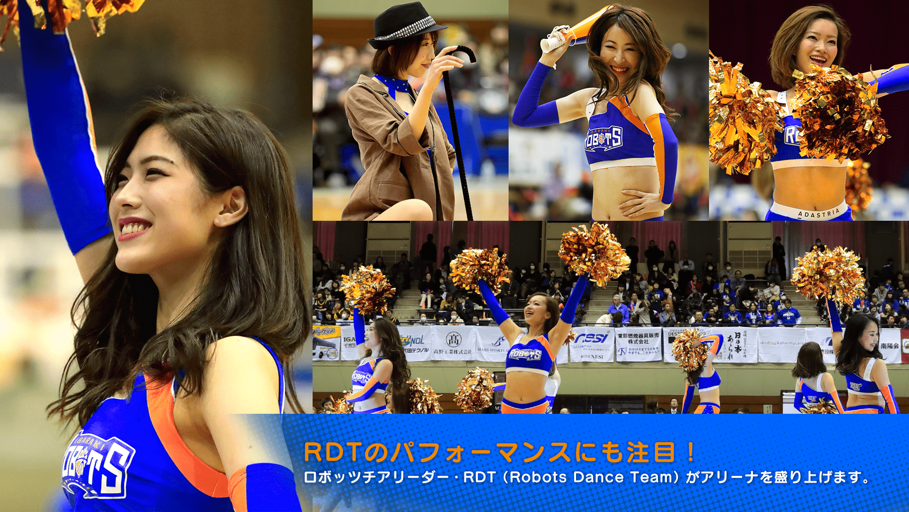 RDTのパフォーマンスにも注目! ロボッツチアリーダー・RDT(Robots Dance Team)がアリーナを盛り上げます。